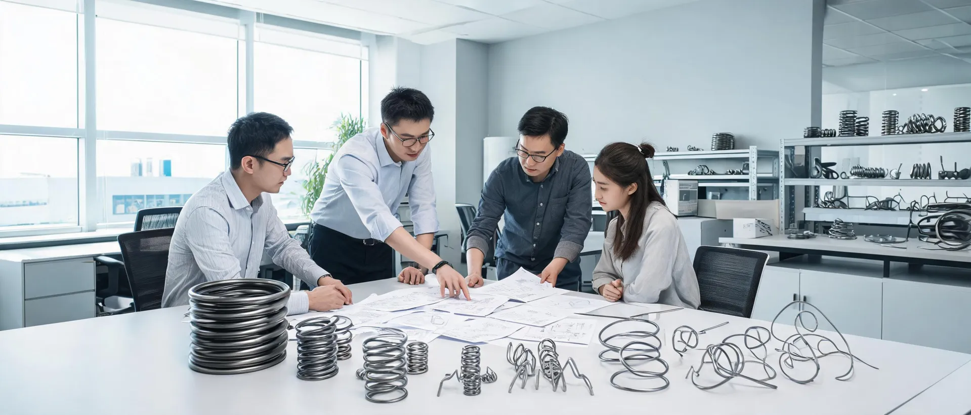 Spring engineering team reviewing production notes